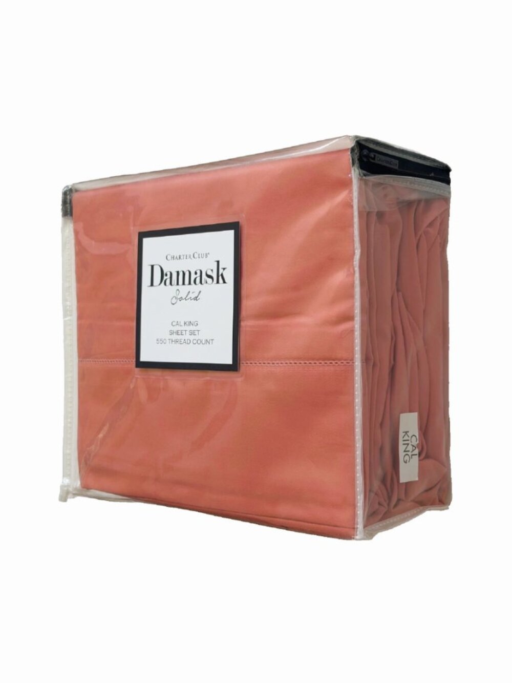 new POPPY Charter Club Damask Solid 550 TC 100% Cotton Sateen CAL KING Sheet Set